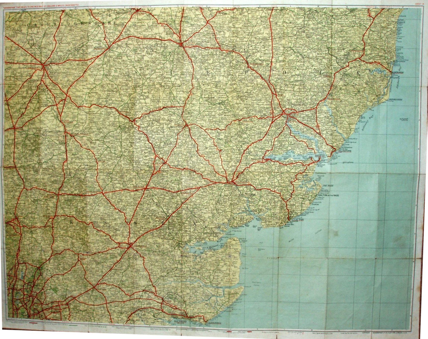 Geographia 2 Miles to the Inch Maps, Sheet 14, 1929